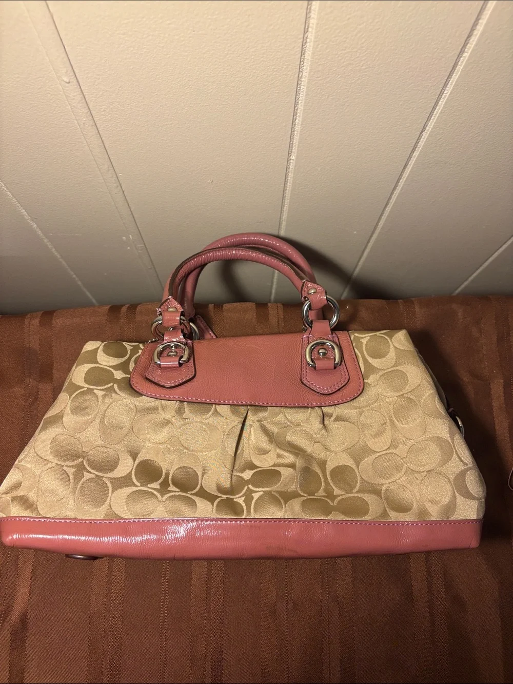 Coach Ashley Signature Satchel Pink Patent Trim Y2K Retro F15443 - EUC - w/COA!